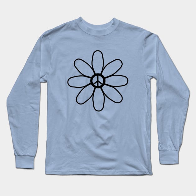 Peace Sign Black Flower Long Sleeve T-Shirt by SartorisArt1